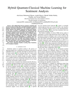 Hybrid Quantum-Classical Machine Learning for Sentiment Analysis