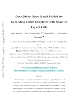 Data-Driven Score-Based Models for Generating Stable Structures with
  Adaptive Crystal Cells