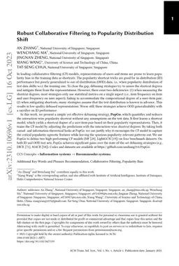Robust Collaborative Filtering to Popularity Distribution Shift