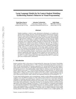 Large Language Models for In-Context Student Modeling: Synthesizing
  Student's Behavior in Visual Programming