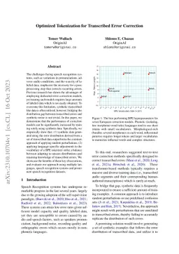 Optimized Tokenization for Transcribed Error Correction