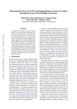 Harnessing the Power of LLMs: Evaluating Human-AI Text Co-Creation
  through the Lens of News Headline Generation