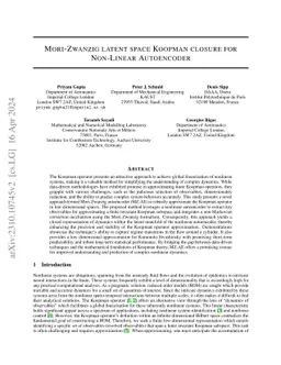 Mori-Zwanzig latent space Koopman closure for nonlinear autoencoder