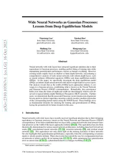 Wide Neural Networks as Gaussian Processes: Lessons from Deep
  Equilibrium Models