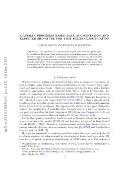 Gaussian processes based data augmentation and expected signature for
  time series classification