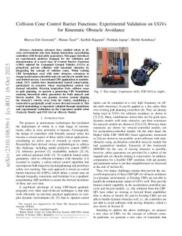 Collision Cone Control Barrier Functions: Experimental Validation on
  UGVs for Kinematic Obstacle Avoidance