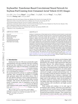 SoybeanNet: Transformer-Based Convolutional Neural Network for Soybean
  Pod Counting from Unmanned Aerial Vehicle (UAV) Images