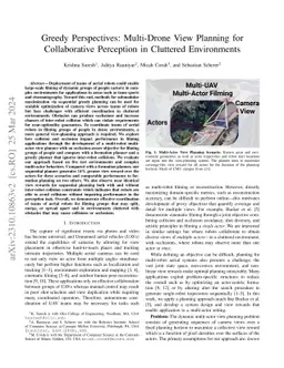 Greedy Perspectives: Multi-Drone View Planning for Collaborative
  Perception in Cluttered Environments