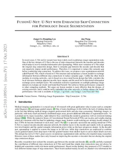 FusionU-Net: U-Net with Enhanced Skip Connection for Pathology Image
  Segmentation