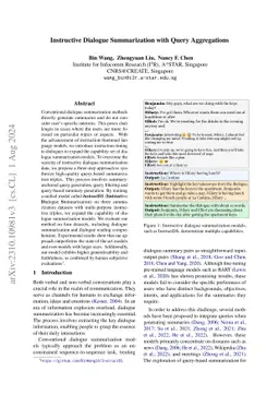 Instructive Dialogue Summarization with Query Aggregations