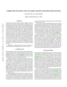 Correction Focused Language Model Training for Speech Recognition
