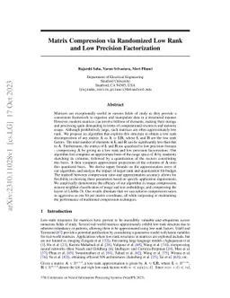 Matrix Compression via Randomized Low Rank and Low Precision
  Factorization