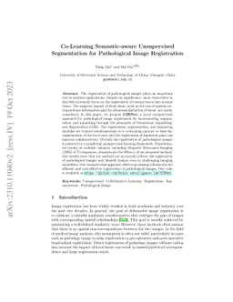 Co-Learning Semantic-aware Unsupervised Segmentation for Pathological Image Registration