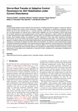 Sim-to-Real Transfer of Adaptive Control Parameters for AUV
  Stabilization under Current Disturbance