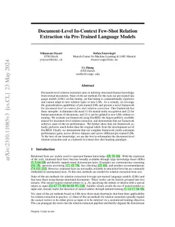 Document-Level In-Context Few-Shot Relation Extraction via Pre-Trained
  Language Models