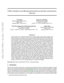 CSG: Curriculum Representation Learning for Signed Graph