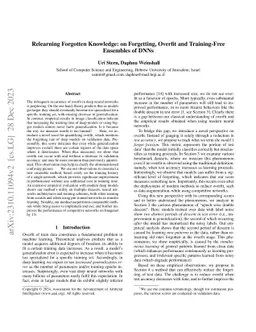 Relearning Forgotten Knowledge: on Forgetting, Overfit and Training-Free
  Ensembles of DNNs