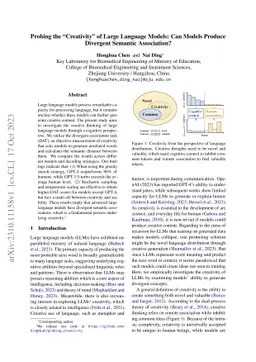 Probing the Creativity of Large Language Models: Can models produce
  divergent semantic association?