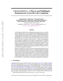 CrossCodeEval: A Diverse and Multilingual Benchmark for Cross-File Code
  Completion
