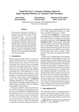 ChapGTP, ILLC's Attempt at Raising a BabyLM: Improving Data Efficiency
  by Automatic Task Formation