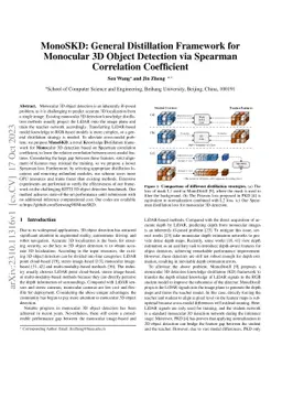MonoSKD: General Distillation Framework for Monocular 3D Object
  Detection via Spearman Correlation Coefficient