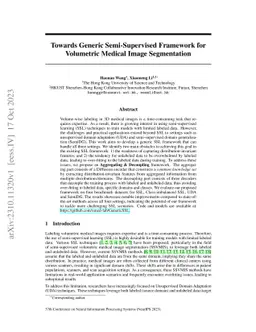 Towards Generic Semi-Supervised Framework for Volumetric Medical Image
  Segmentation