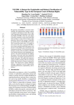 VECHR: A Dataset for Explainable and Robust Classification of
  Vulnerability Type in the European Court of Human Rights