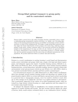 Group-blind optimal transport to group parity and its constrained
  variants