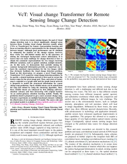 VcT: Visual change Transformer for Remote Sensing Image Change Detection