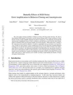 Butterfly Effects of SGD Noise: Error Amplification in Behavior Cloning
  and Autoregression