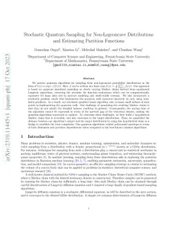 Stochastic Quantum Sampling for Non-Logconcave Distributions and
  Estimating Partition Functions