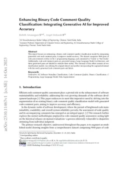 Enhancing Binary Code Comment Quality Classification: Integrating
  Generative AI for Improved Accuracy