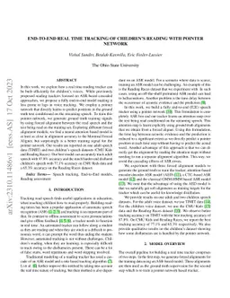 End-to-End real time tracking of children's reading with pointer network