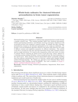 Whole-brain radiomics for clustered federated personalization in brain
  tumor segmentation