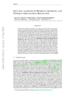 Self-RAG: Learning to Retrieve, Generate, and Critique through
  Self-Reflection