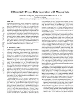 Differentially Private Data Generation with Missing Data