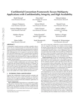 Confidential Consortium Framework: Secure Multiparty Applications with
  Confidentiality, Integrity, and High Availability