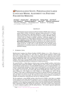 Personalized Soups: Personalized Large Language Model Alignment via
  Post-hoc Parameter Merging