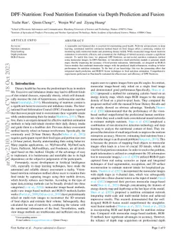 DPF-Nutrition: Food Nutrition Estimation via Depth Prediction and Fusion