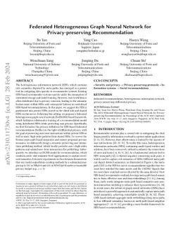 Federated Heterogeneous Graph Neural Network for Privacy-preserving
  Recommendation