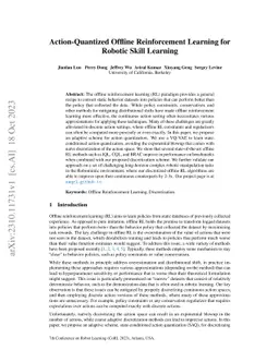 Action-Quantized Offline Reinforcement Learning for Robotic Skill
  Learning