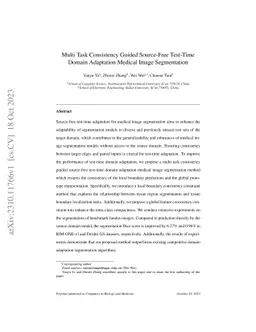 Multi Task Consistency Guided Source-Free Test-Time Domain Adaptation
  Medical Image Segmentation