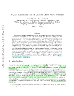A Quasi-Wasserstein Loss for Learning Graph Neural Networks