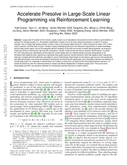 Accelerate Presolve in Large-Scale Linear Programming via Reinforcement
  Learning