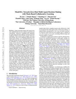 MaskMA: Towards Zero-Shot Multi-Agent Decision Making with Mask-Based
  Collaborative Learning