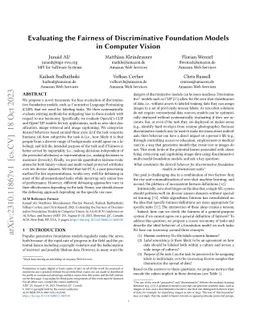 Evaluating the Fairness of Discriminative Foundation Models in Computer
  Vision