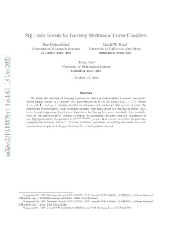SQ Lower Bounds for Learning Mixtures of Linear Classifiers