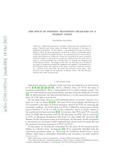 The space of positive transition measures on a Markov chain