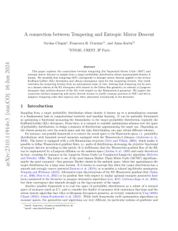 A connection between Tempering and Entropic Mirror Descent