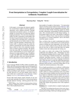 From Interpolation to Extrapolation: Complete Length Generalization for
  Arithmetic Transformers